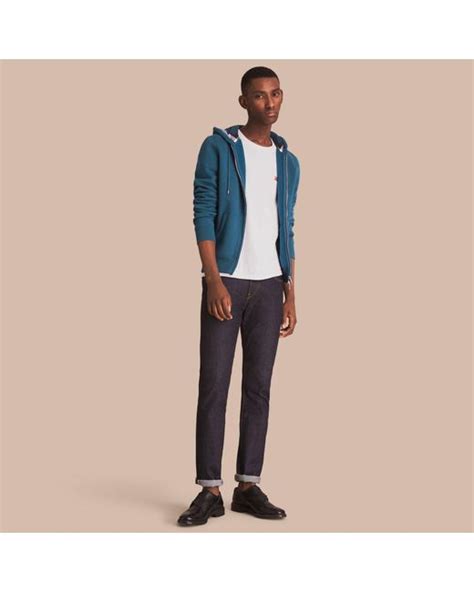 burberry hooded cotton jersey mineral blue|BURBERRY Hooded printed cotton.